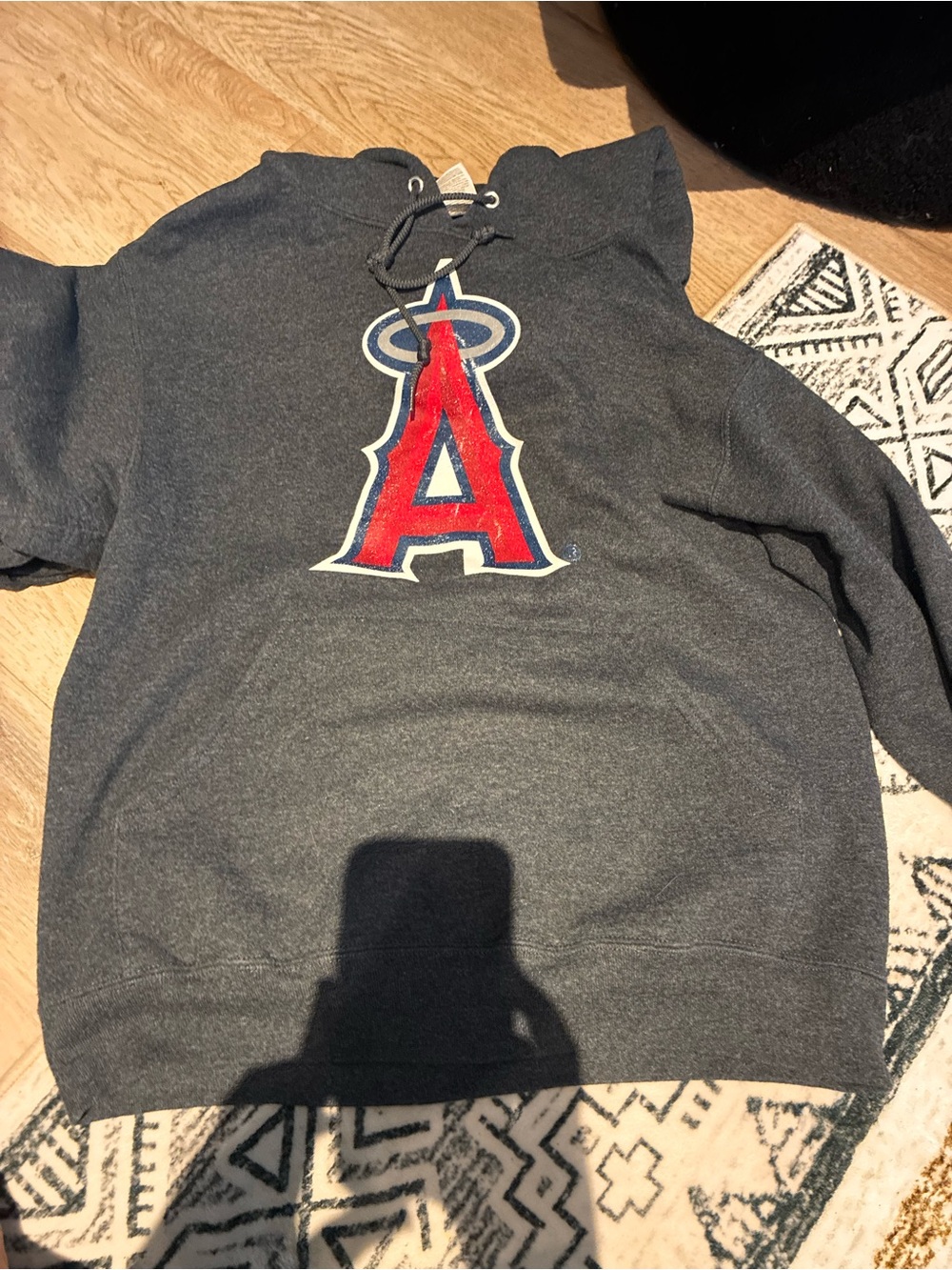 Angels Gray Crewneck Sweatshirt with Red and Blue 'A' Logo